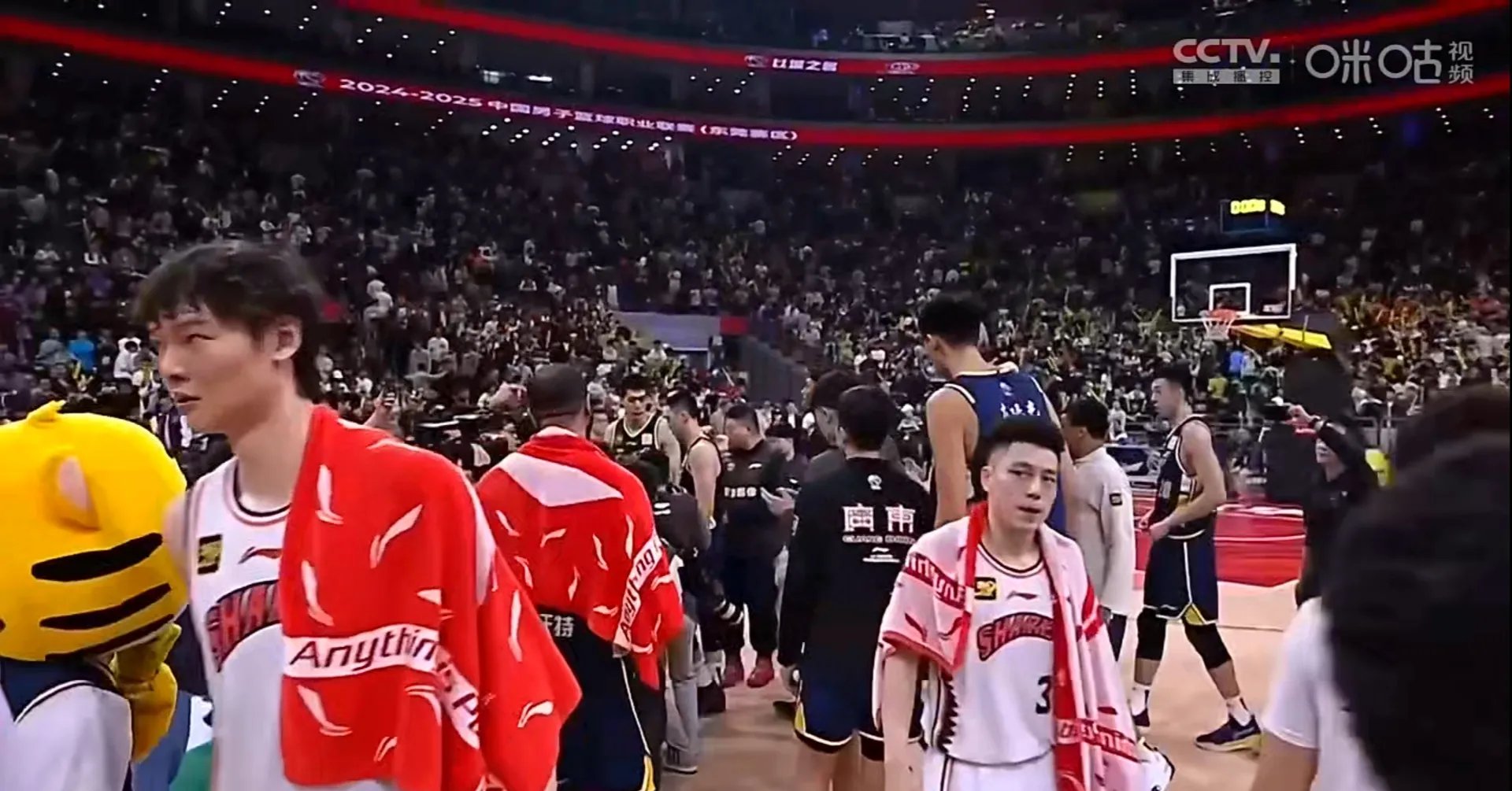 看球赛激烈对决，观众尖叫声震撼全场